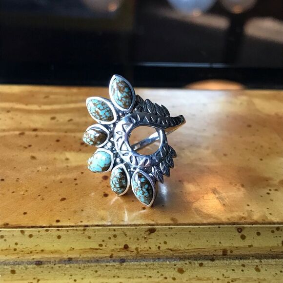 Royston Blue Horizon Turquoise Sterling Silver Native American Style Ring Size 6 - Picture 9 of 10